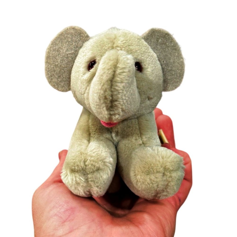 Vintage R Dakin Gray Elephant Plush 5 Inch MINI Stuffed Animal Felt Ears Tail